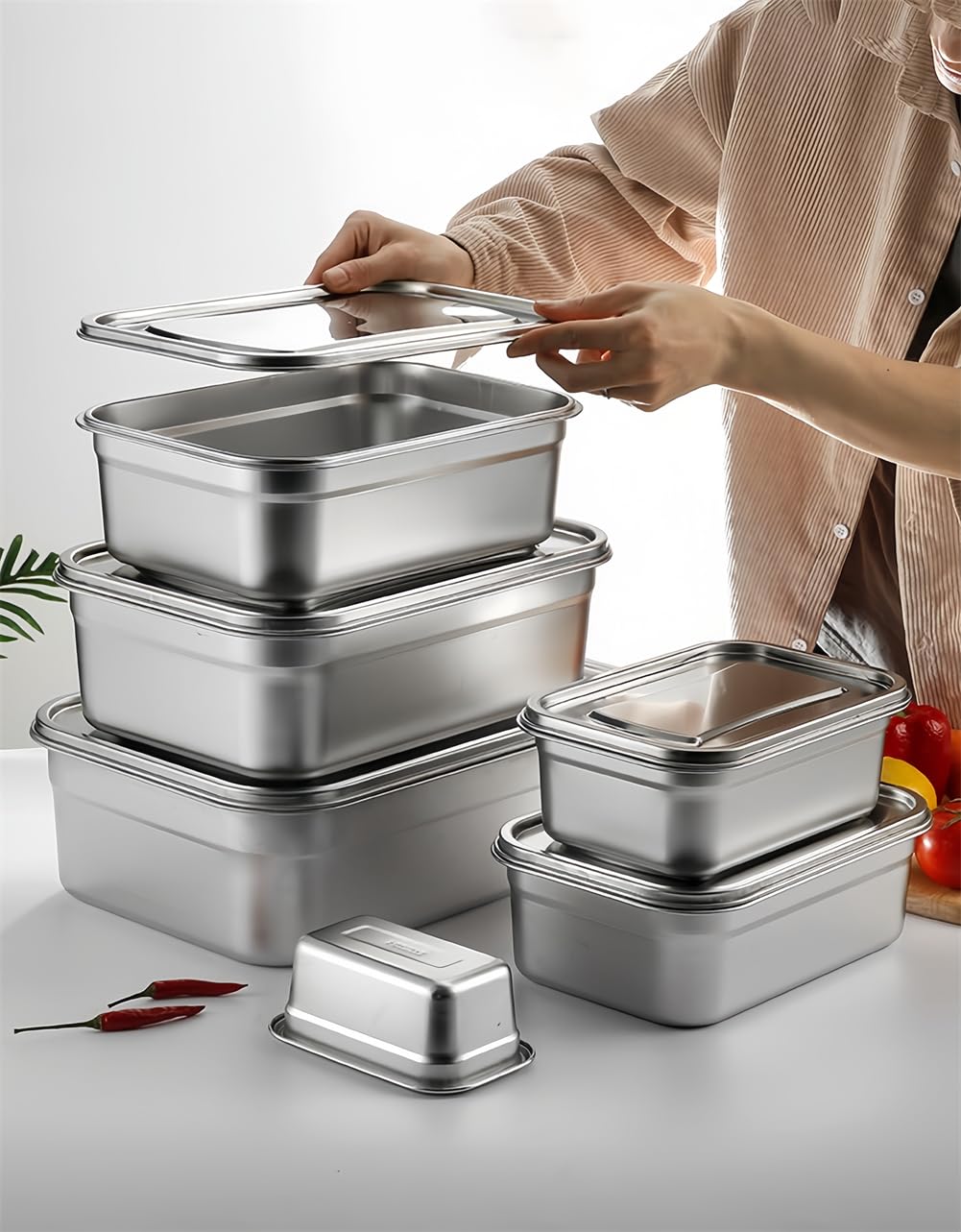 Amazon｜ステンレス 保存容器 ステンレス タッパー 深型 組バット