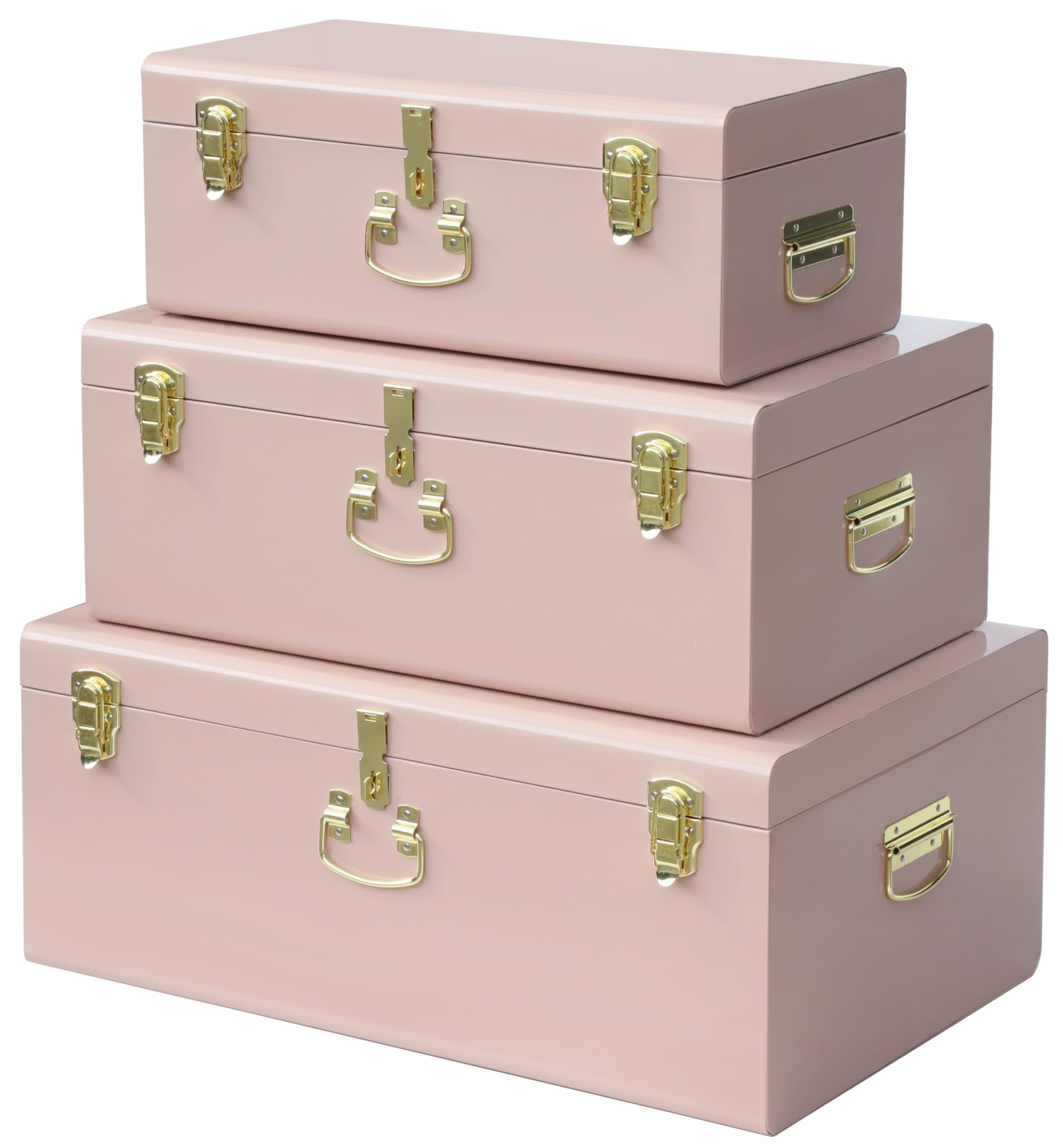 Amazon.com: Vixdonos Decorative Box Set of 3 Metal Trunks Chest