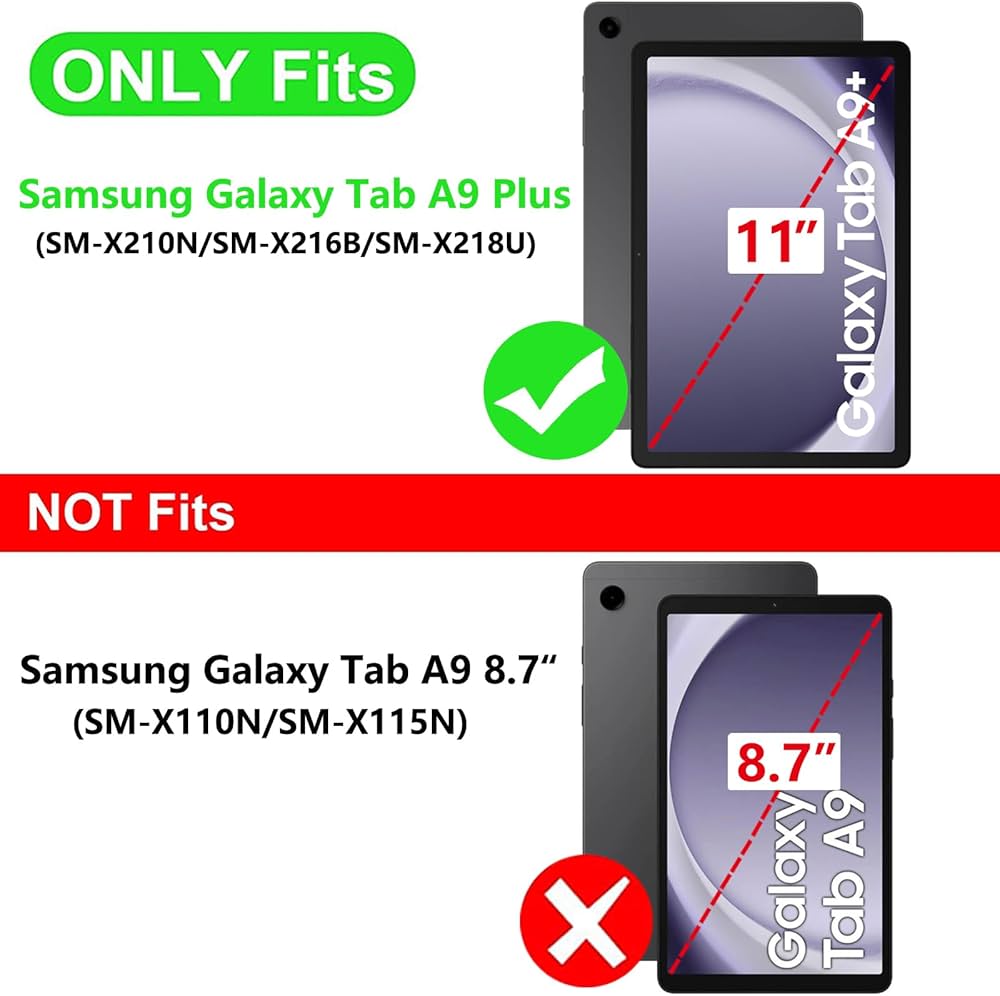 Amazon.com: Vakarey for Samsung Galaxy Tab A9 Plus Case Multiangle