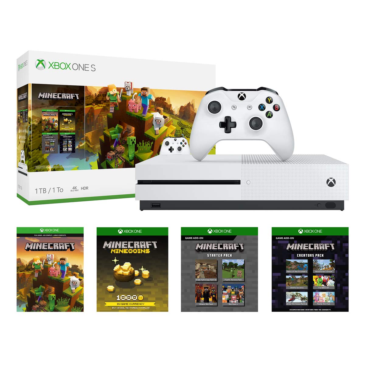 Amazon.com: Xbox One S 1Tb Console - Minecraft Creators Bundle