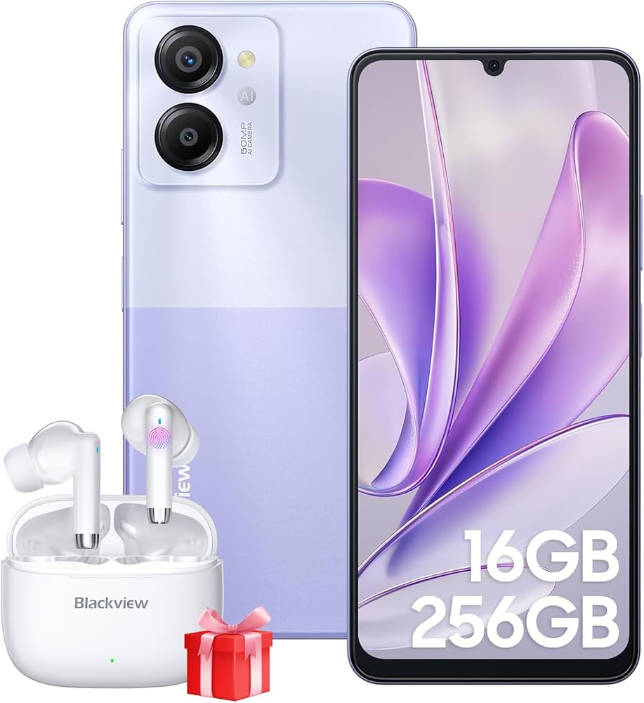 Blackview Smartphones, Color 8 16GB+256GB(TF 1TB), 6000mAh, Fast