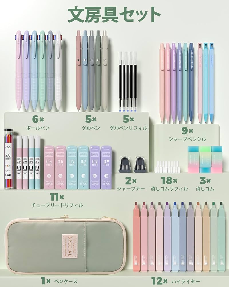 Amazon.co.jp: Four Candies 文房具 56点セット 4色ボールペン