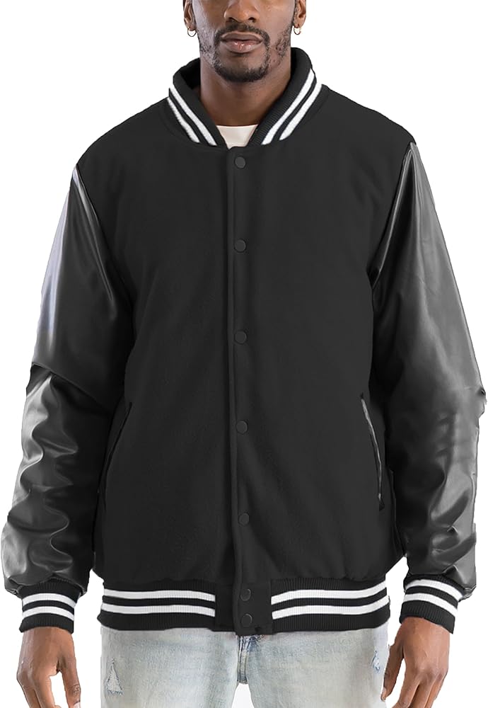 WEIV GEAR Mens Letterman Melton Varsity Jacket for Men Baseball