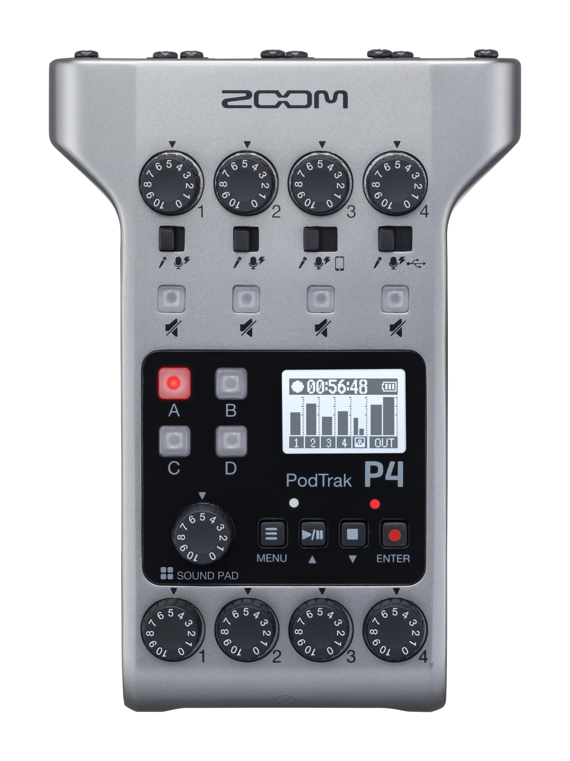 Amazon.com: Zoom PodTrak P4 Podcast Recorder with 4 XLR Mic Inputs
