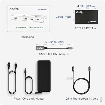 Plugable Thunderbolt 4 Hub, 4-in-1 USB-C Design With 4K HDMI