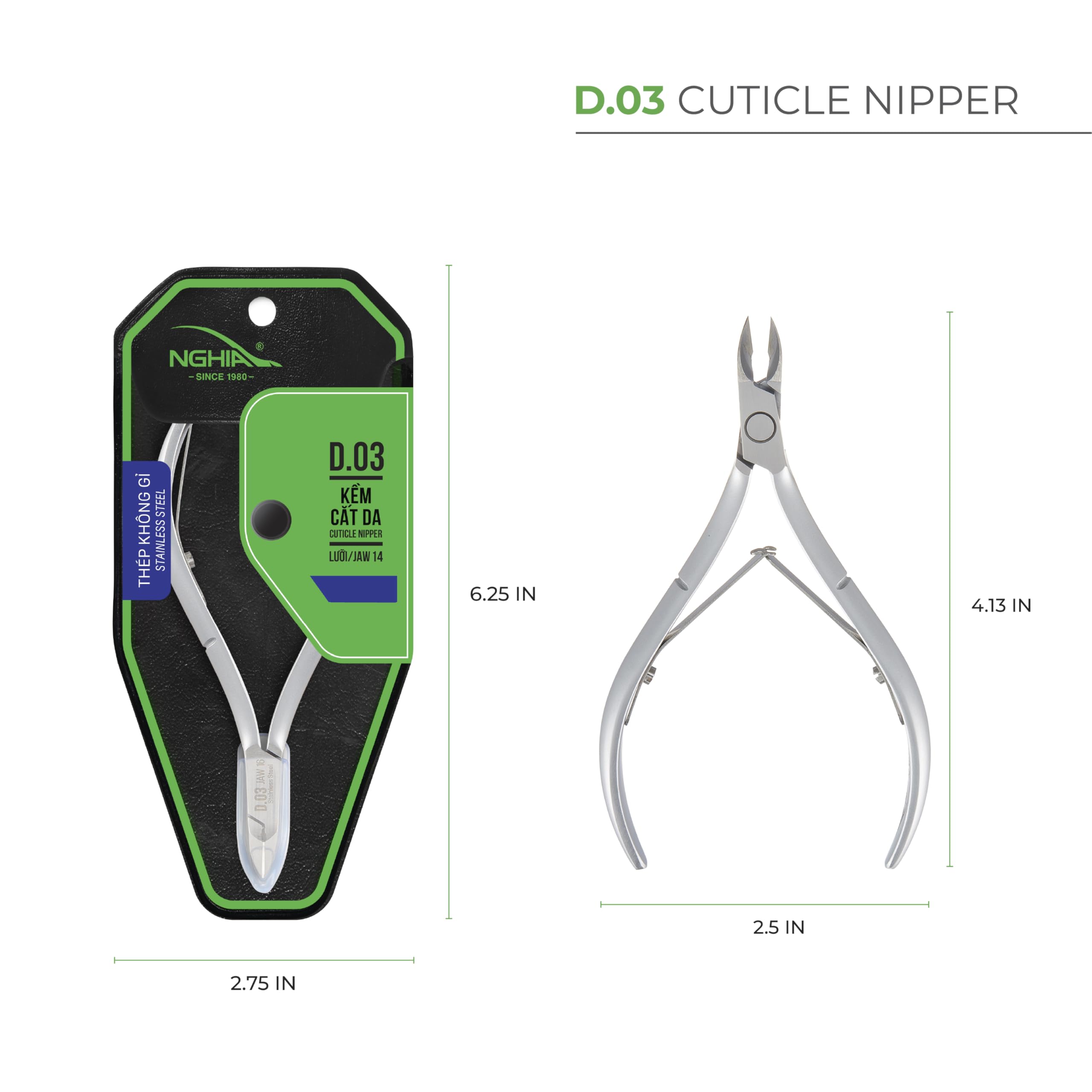 Amazon.com: NGHIA Cuticle Nipper - D-03 JAW 16 | Stainless Steel