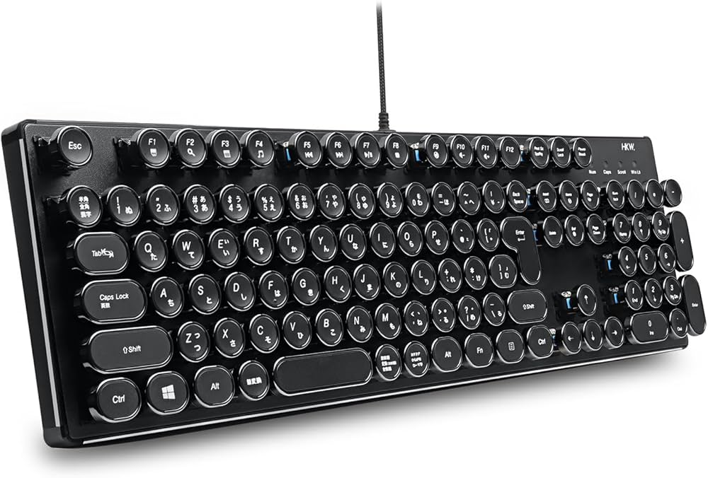 Amazon | HKW.タイプライター風メカニカルキーボード 青軸 JIS規格 109