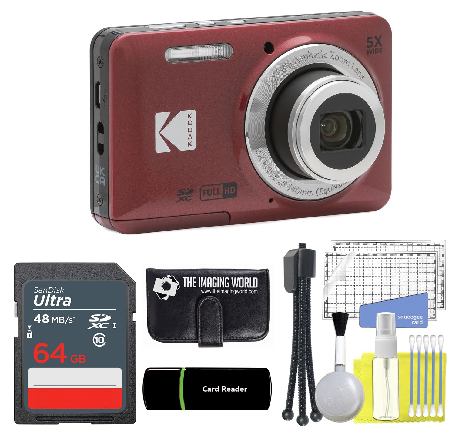 Amazon.com : Kodak PIXPRO FZ55 Red 16MP Digital Camera 5X Optical