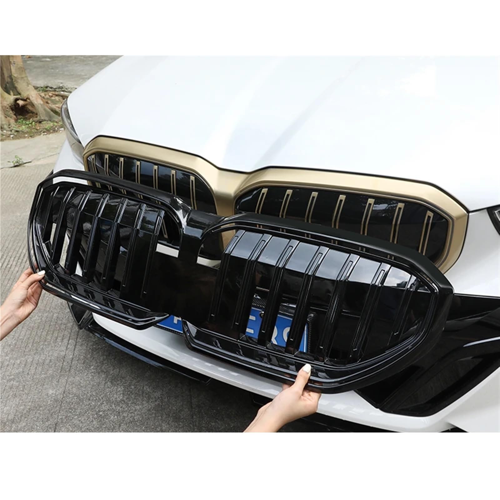 Amazon | 車用フロントキドニーグリル ABS ブラック フロントバンパー