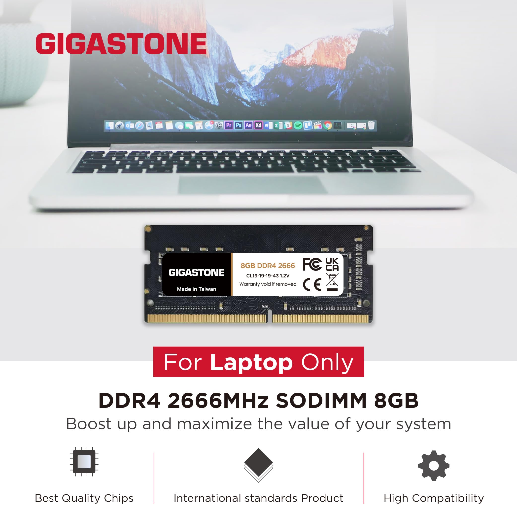 DDR4 RAM Laptop Only】 GIGASTONE 16GB Kit (2x8GB) DDR4 2666MHz