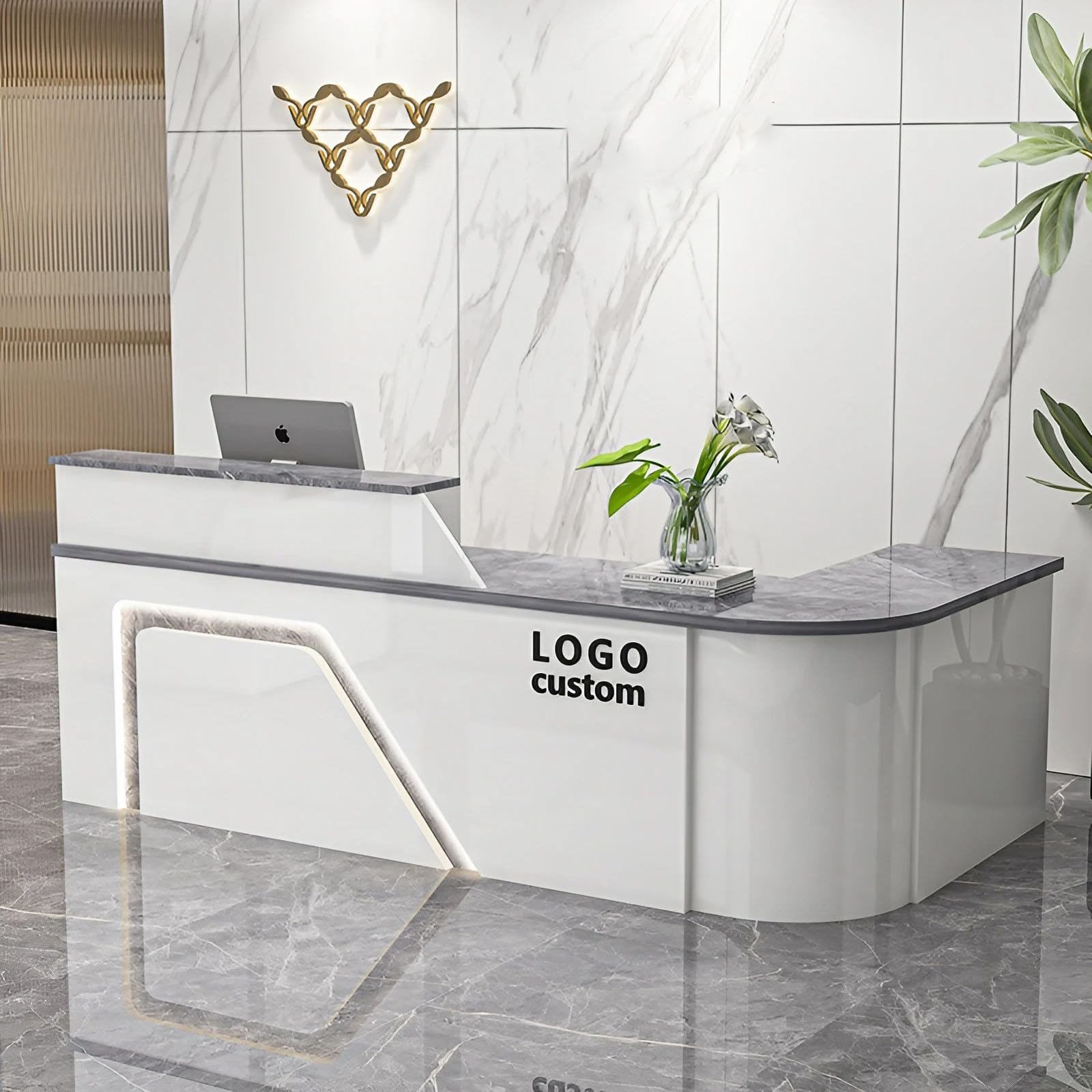 ト*モ様 L字ホワイトコーナーカウンターデスコンセント付き ト*モ様