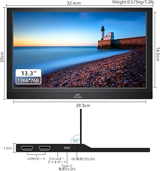 Amazon.co.jp: モバイルモニター 13.3インチ Kenowa ポータブル