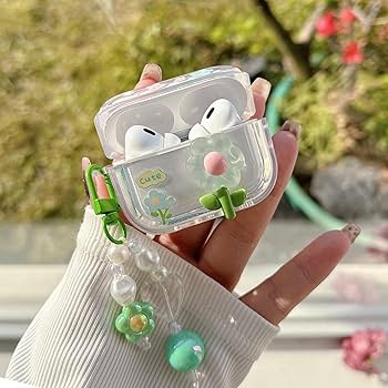 PHOEACC Cute Airpod Pro 2 Case 3D Flower with Keychain Clear Hard