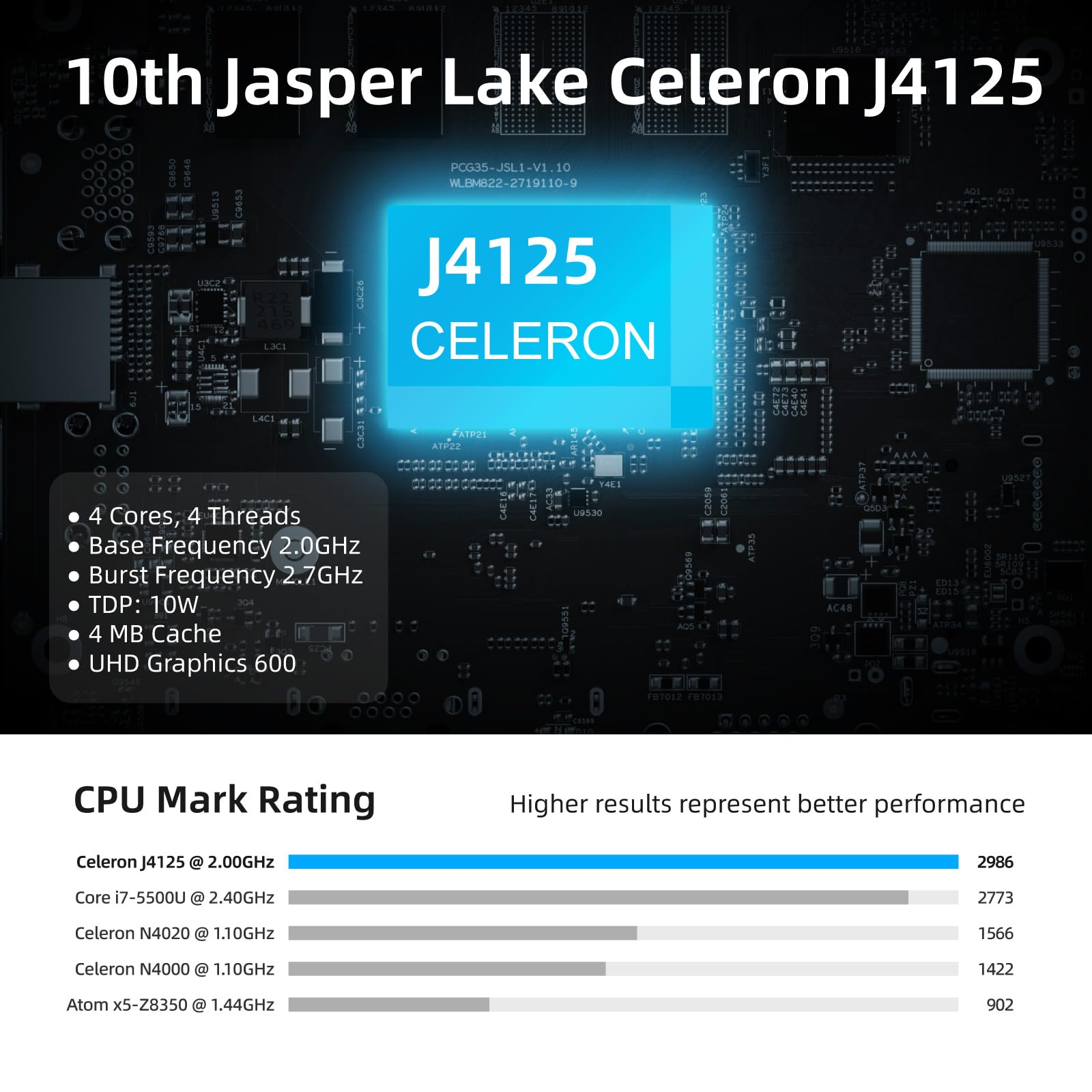 Mini PC Stick Fanless MeLE PCG02 J4125 8GB LPDDR4 128GB eMMC Mini