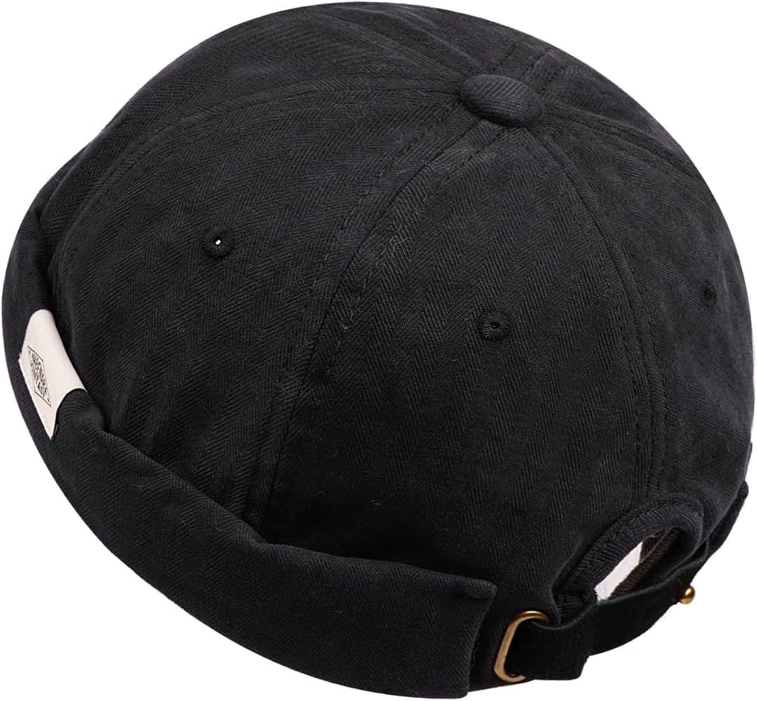 Croogo Black Beanie for Men Casual Brimless Hats Rolled Cuff