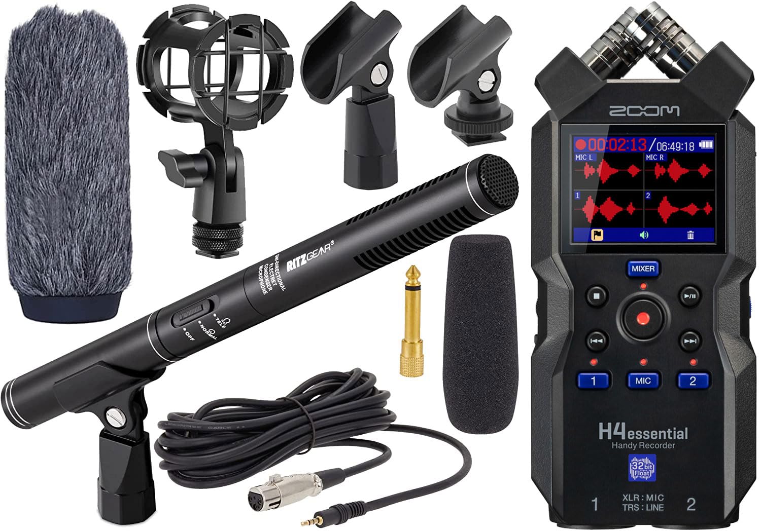 Amazon.com: Zoom H4essential New H4n 4-Track Recorder with Ritz
