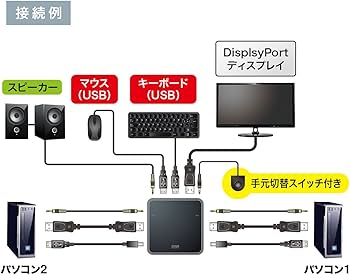 Amazon.co.jp: サンワサプライ DisplayPort対応手元スイッチ付き