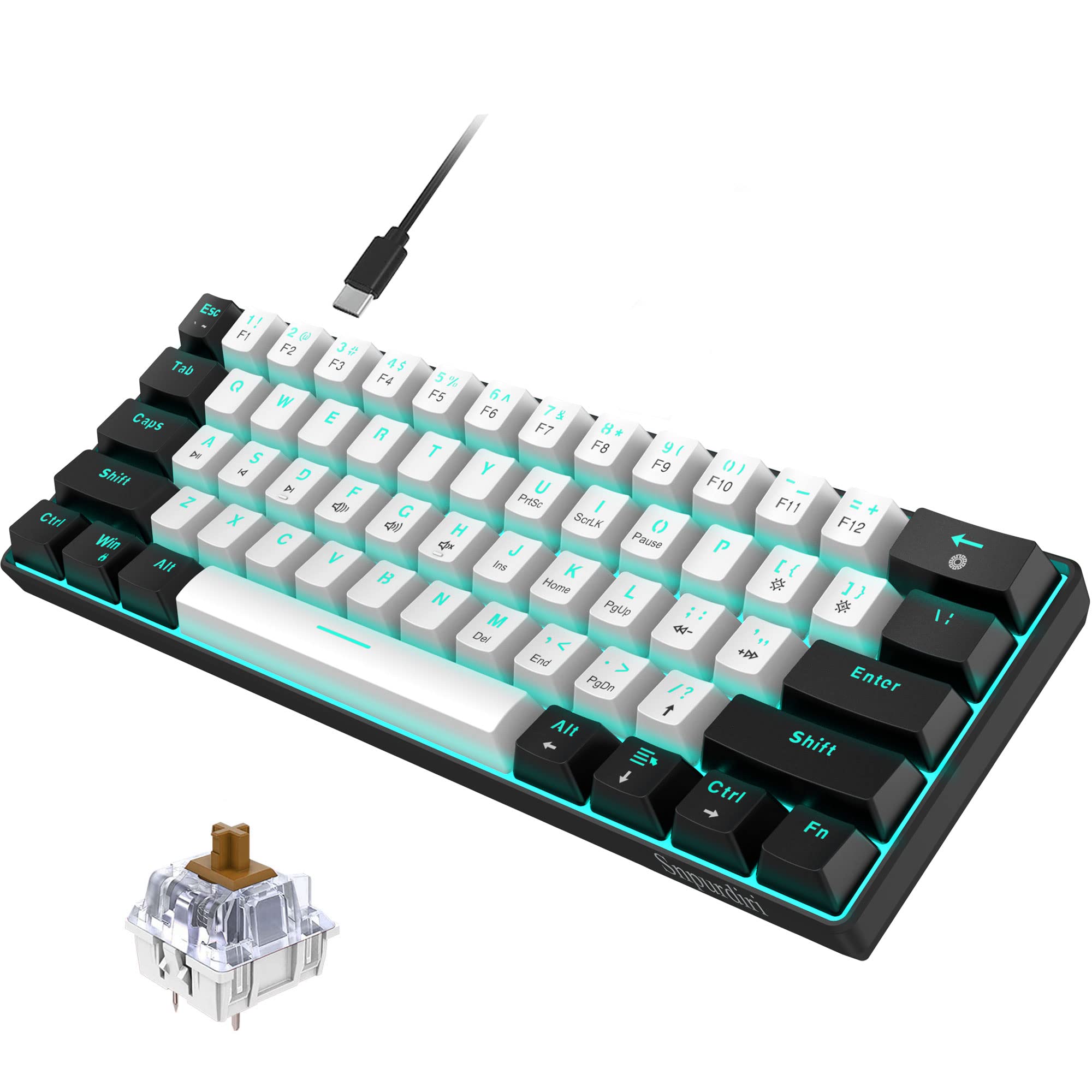 Amazon.com: Snpurdiri 60% Wired Mechanical Gaming Keyboard, Ice