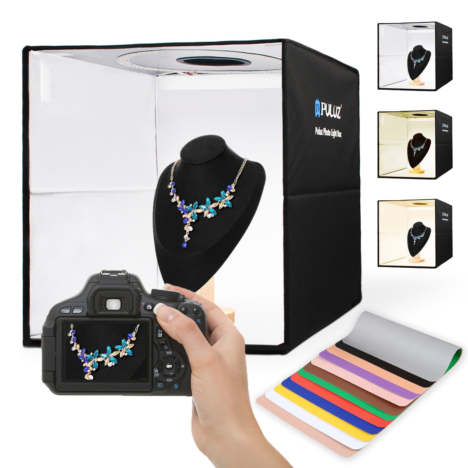 Amazon | PULUZ 40cm 撮影ボックス 3色温度調光 160個leds搭載 3200K