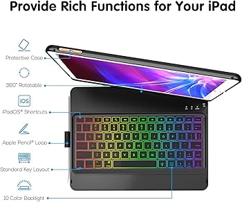 Amazon.com: Keyboard Case for iPad 9th Generation,7 Color