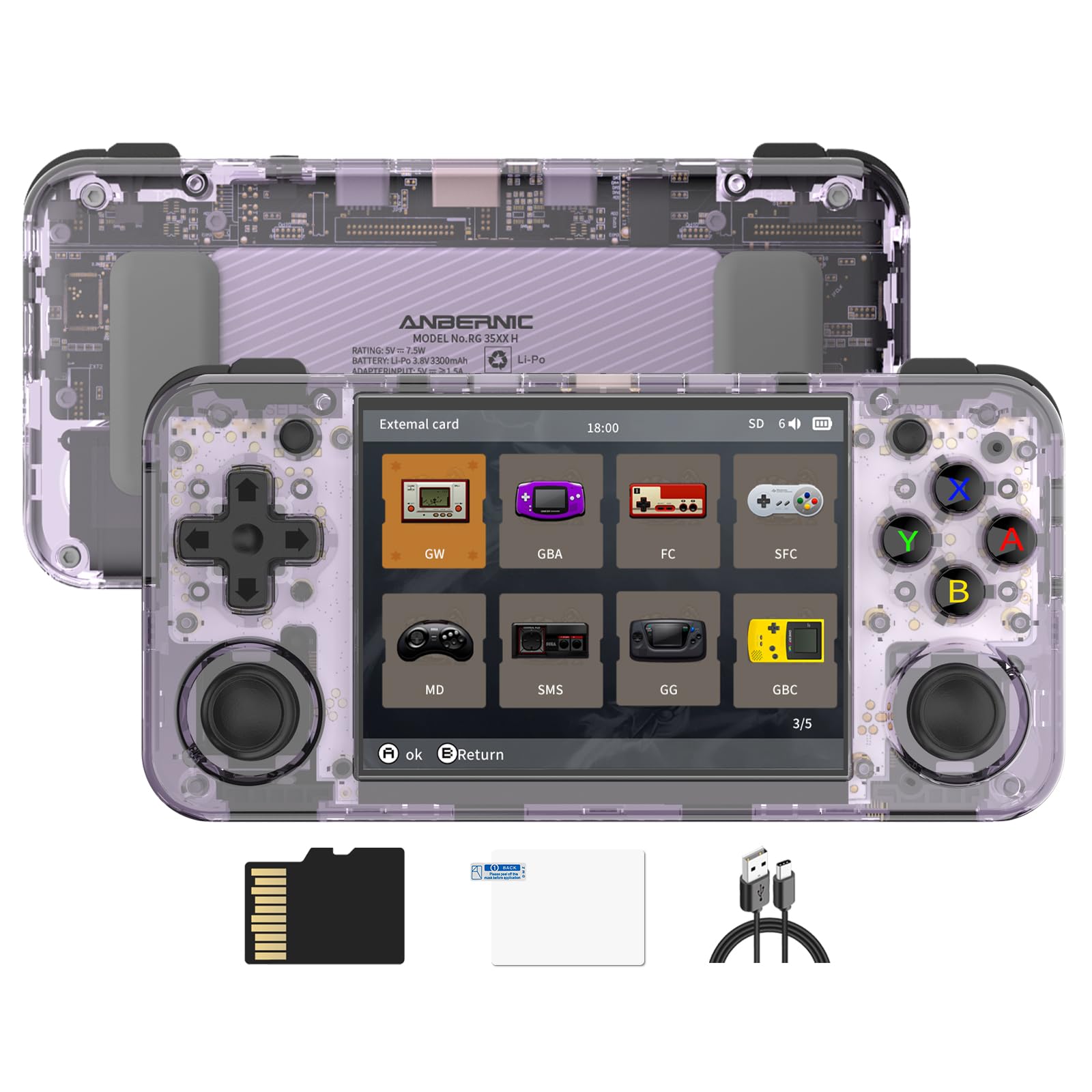 Amazon.com: RG35XX H Retro Handheld Game Console 3.5 in IPS Screen