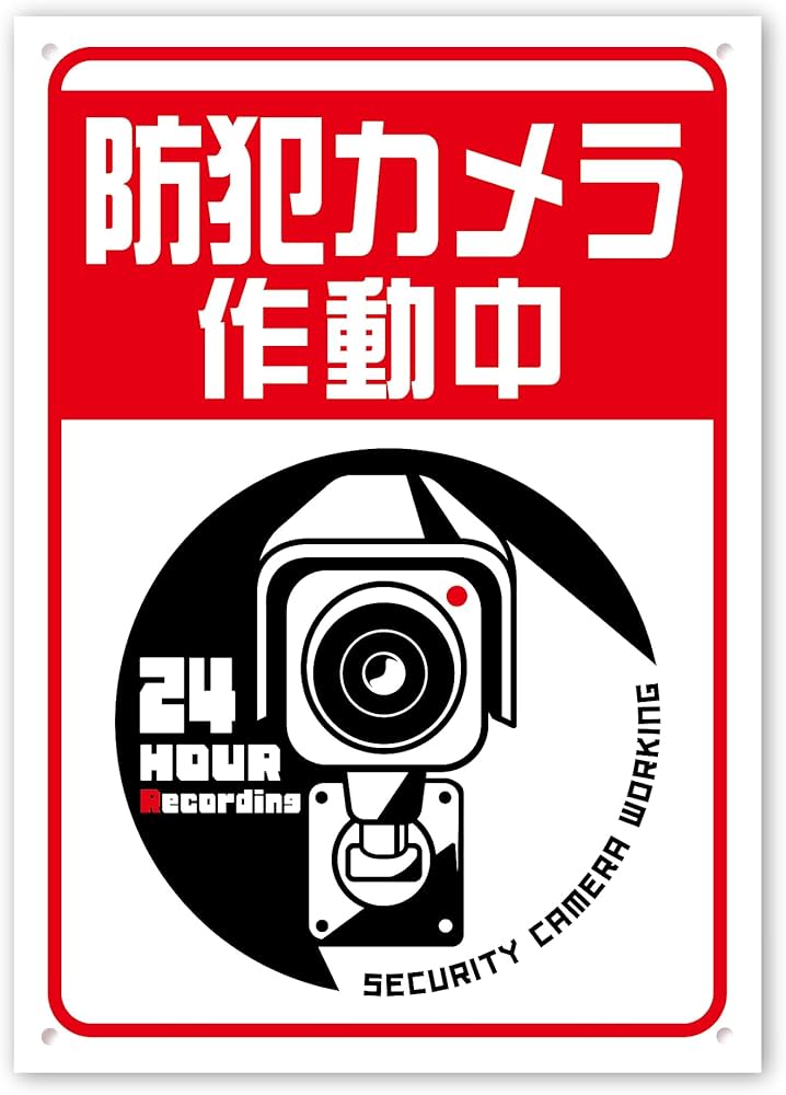 Amazon | SignStore 防犯カメラ作動中 看板 24時間監視 看板 A4サイズ