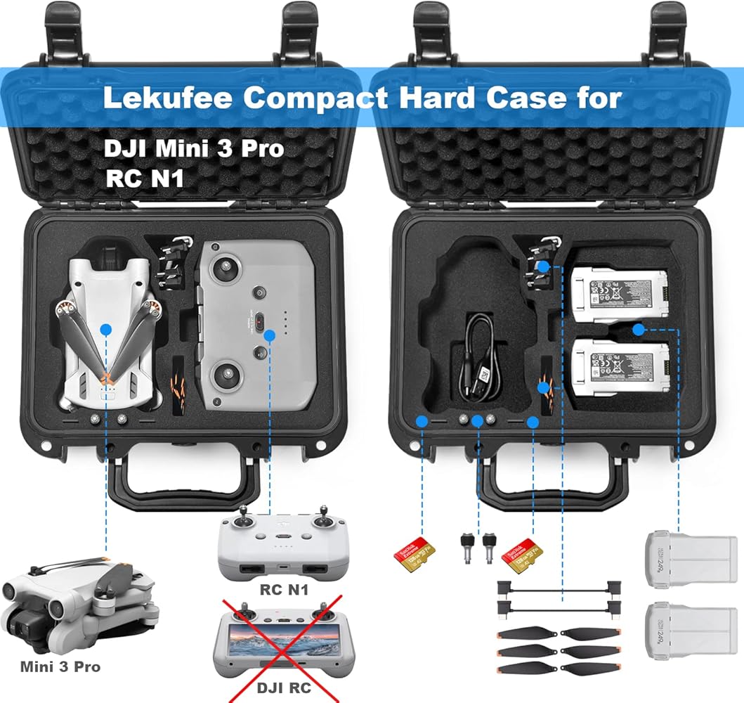 Amazon.com: Lekufee Small Waterproof Hard Case for DJI Mini 3 Pro