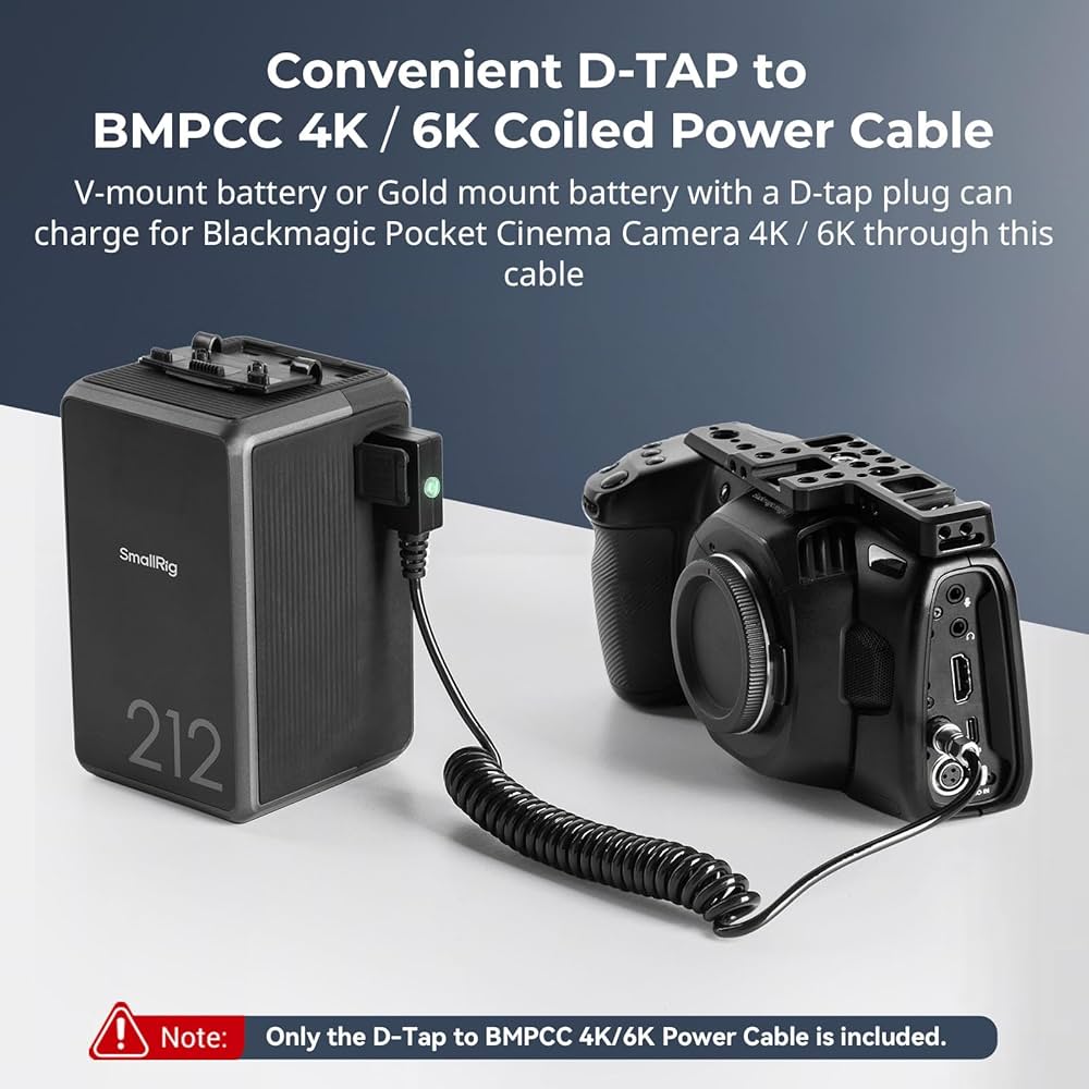 Amazon.com: SMALLRIG D-TAP to BMPCC 4K/6K Coiled Power Cable