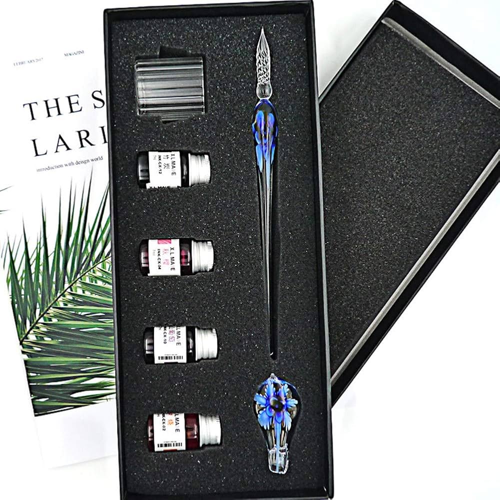 Amazon | ガラスペン 万年筆 サインペン 透明 文房具 インク セット