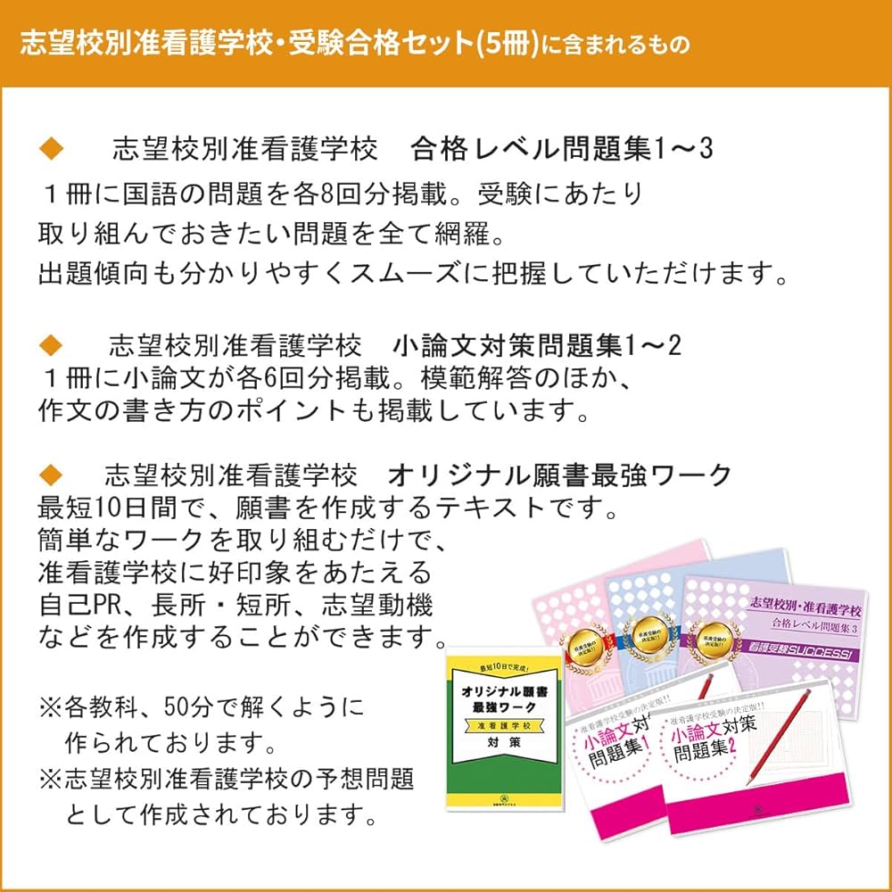 2026 大垣市医師会准看護学校合格セット問題集(5冊)＋願書最強ワーク
