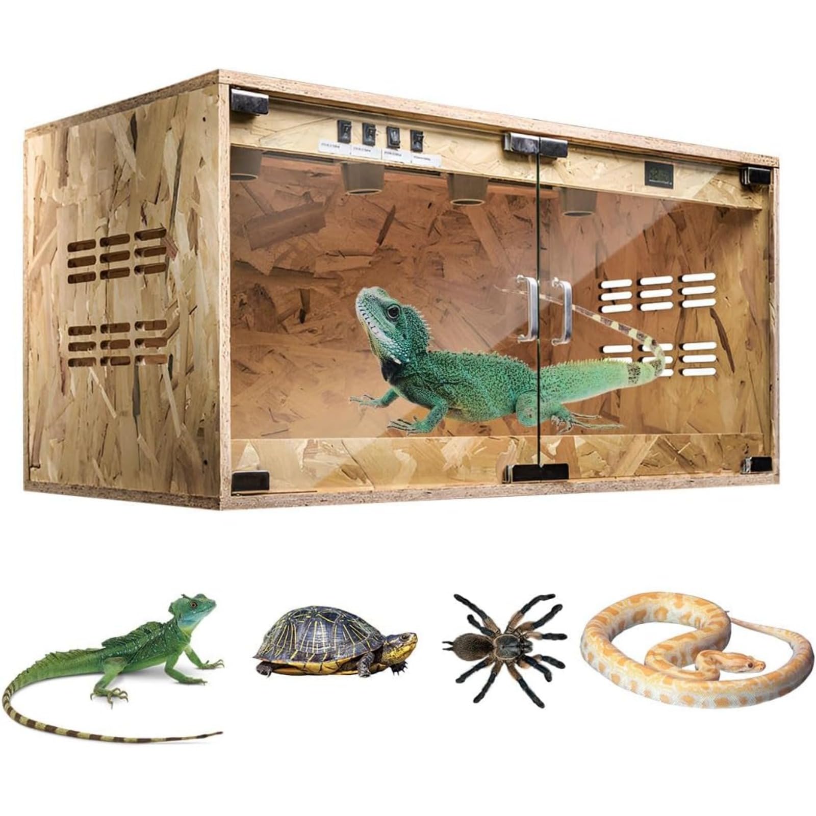 Amazon | 爬虫類 ケージ レオパ ケージ 60x40x40cm 木製飼育ケージ