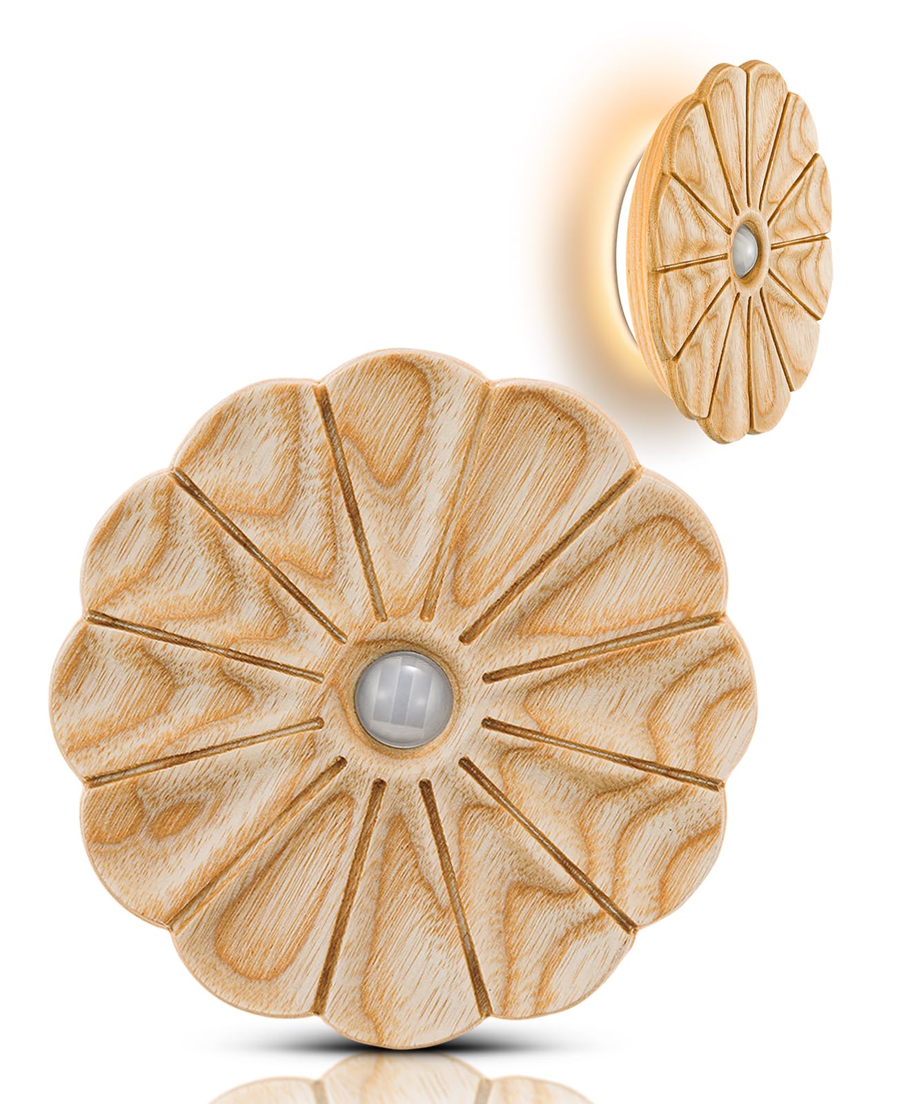 Vadifula Night Light Wooden Carved Flower Mini USB Rechargeable