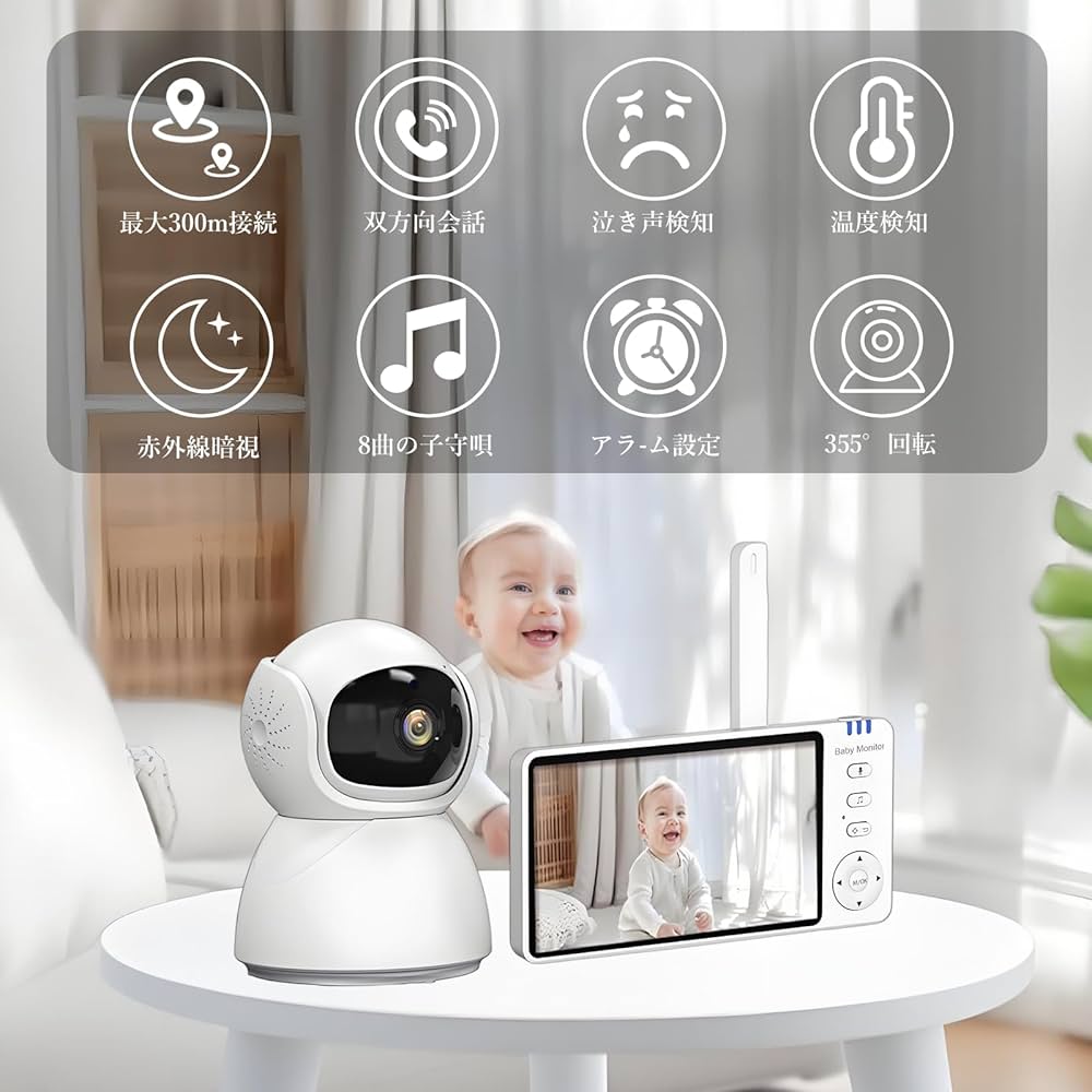 Amazon.co.jp: ZAIDER ベビーモニター モニター付き 見守りカメラ