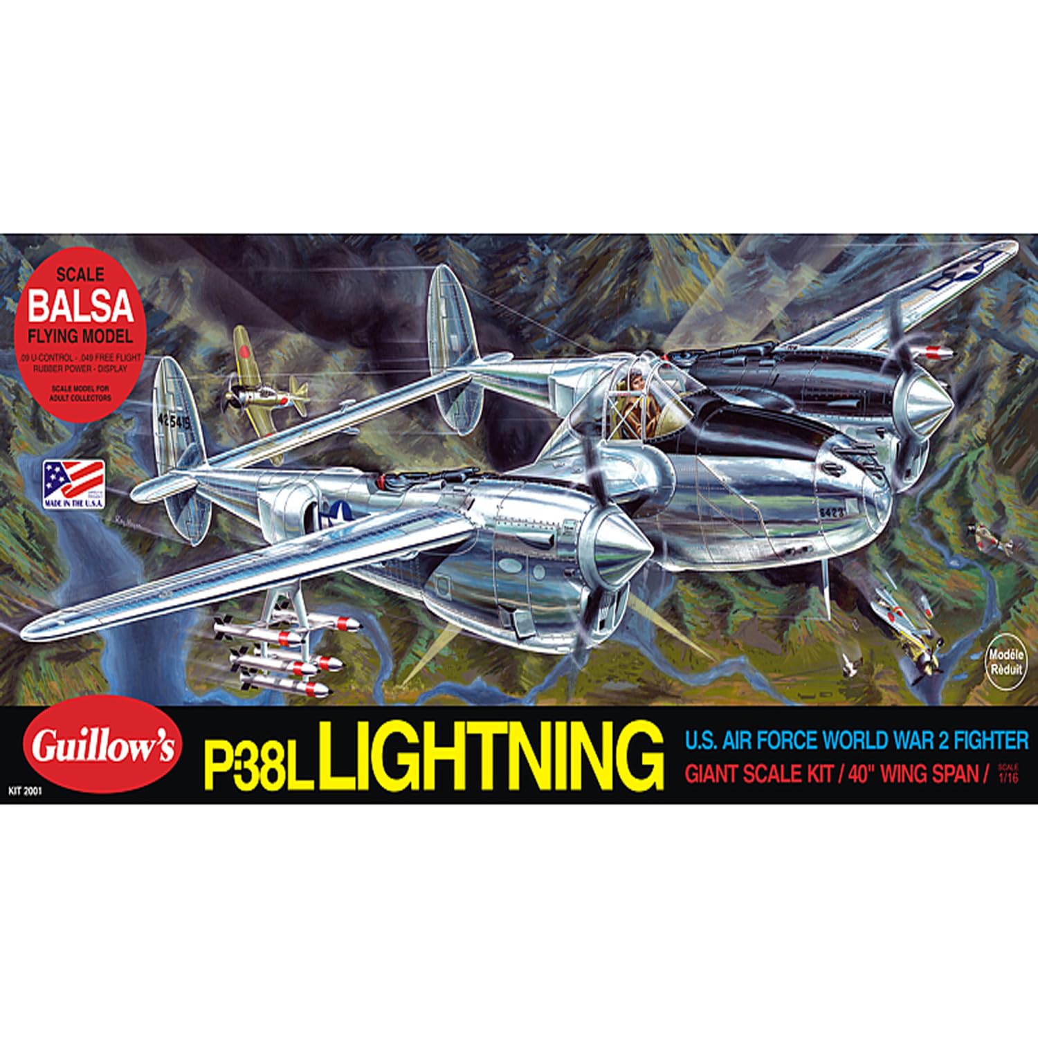 Amazon.com: Guillow's Lockheed P-38 Lightning Model Kit Black