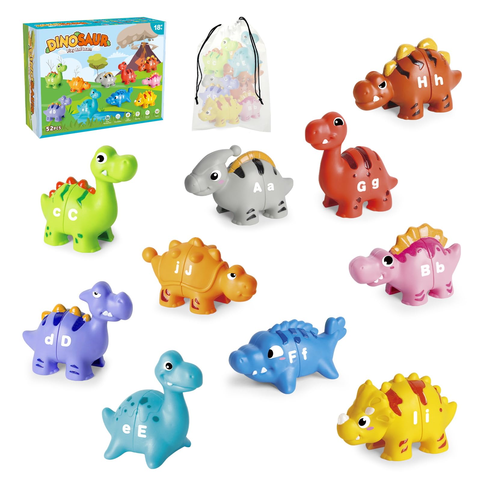 Amazon.com: 52 PCS Dinosaur Alphabet Learning Toys for Toddlers