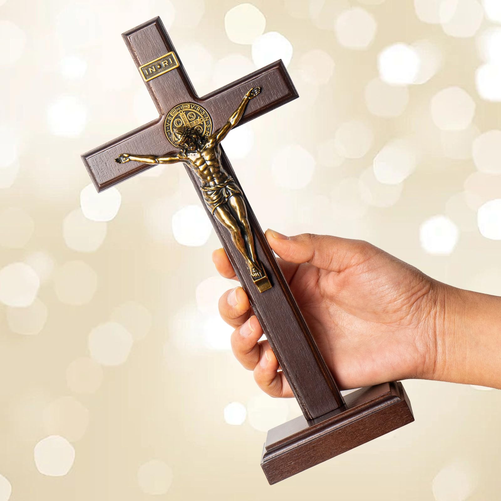 Amazon.co.jp: KUXBET 木製十字架クロス 取り外し可能なスタンド付き