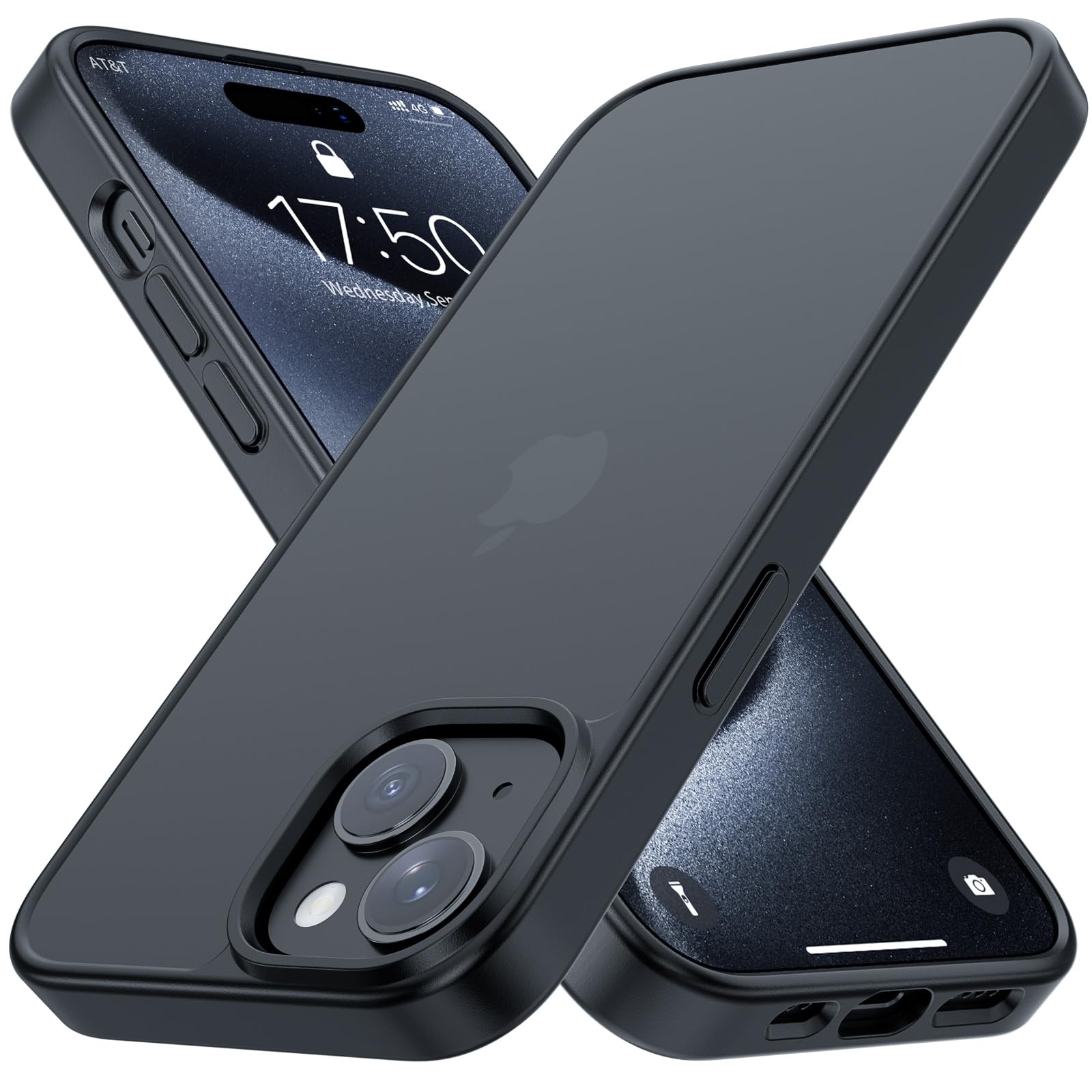 Amazon.co.jp: iPhone15 ケース マット ブラック TPU+PC 半透明 耐衝撃