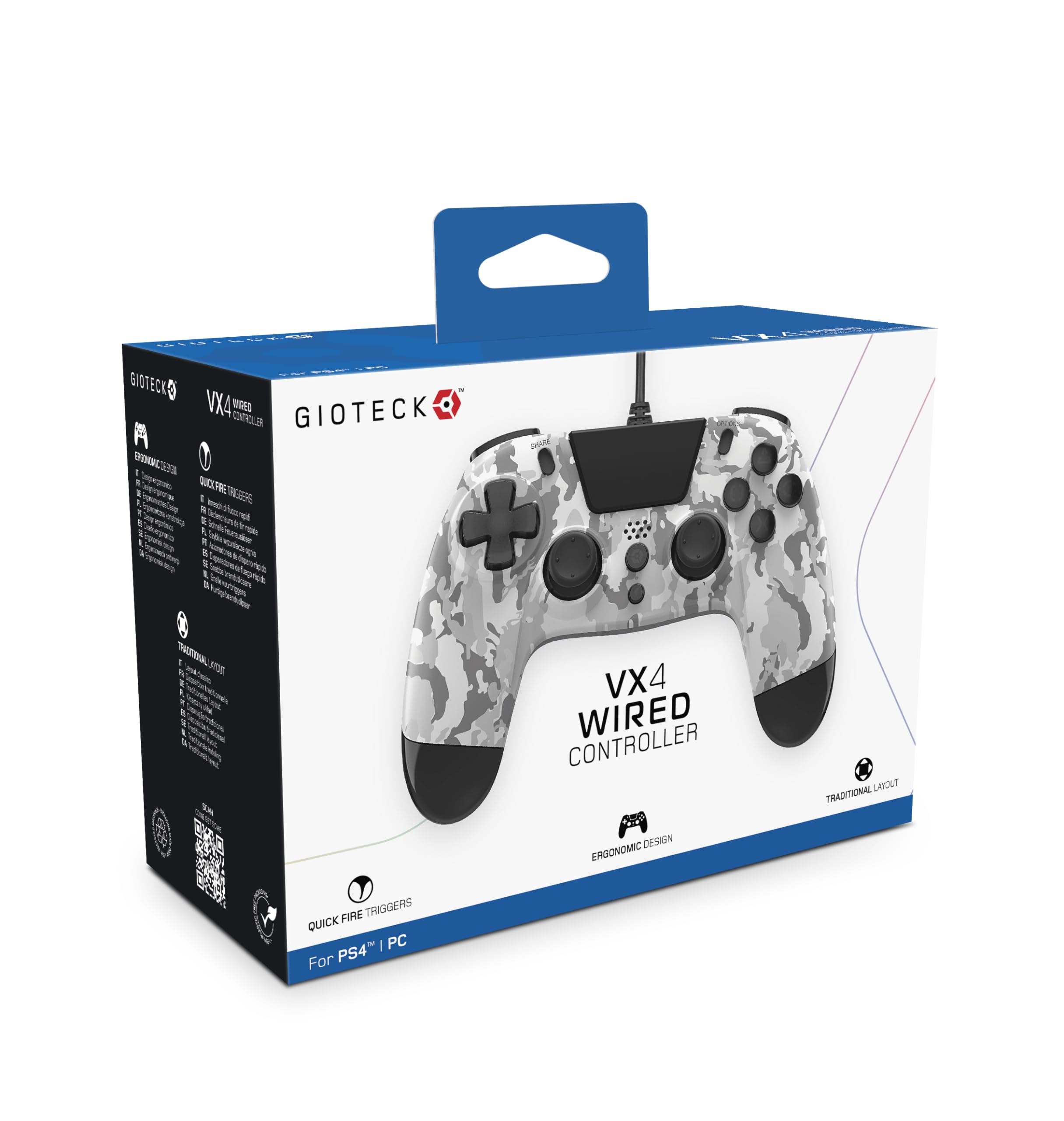 Gioteck VX4 Wired Controller for PlayStation 4 (PS4) - Light Camo
