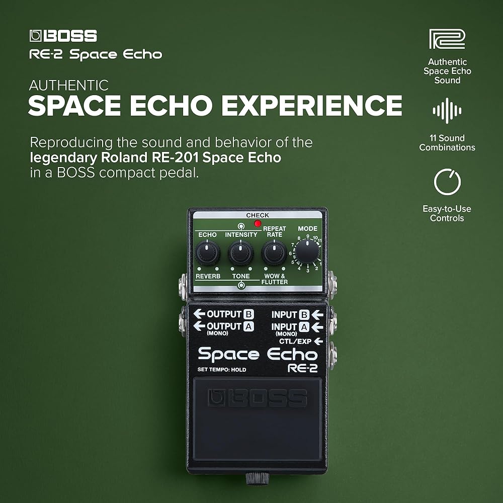 Amazon.com: BOSS RE-2 Space Echo | Tape Echo Delay Reverb Effects