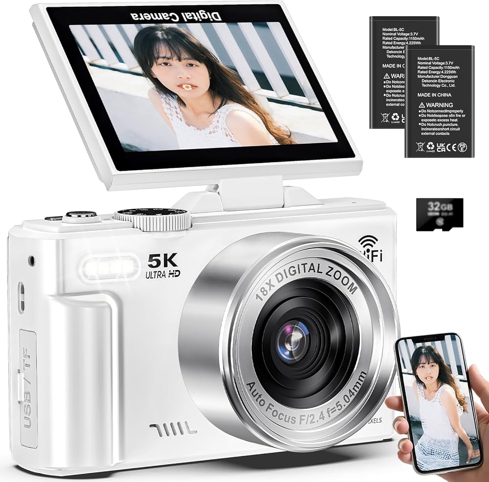 Amazon | デジタルカメラ 5K録画 7500万画素 スマホに送れる デジカメ