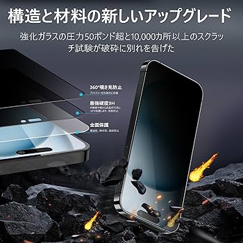 Amazon | MINIKA 360度 覗き見防止フィルム iPhone 15 Plus ガラス