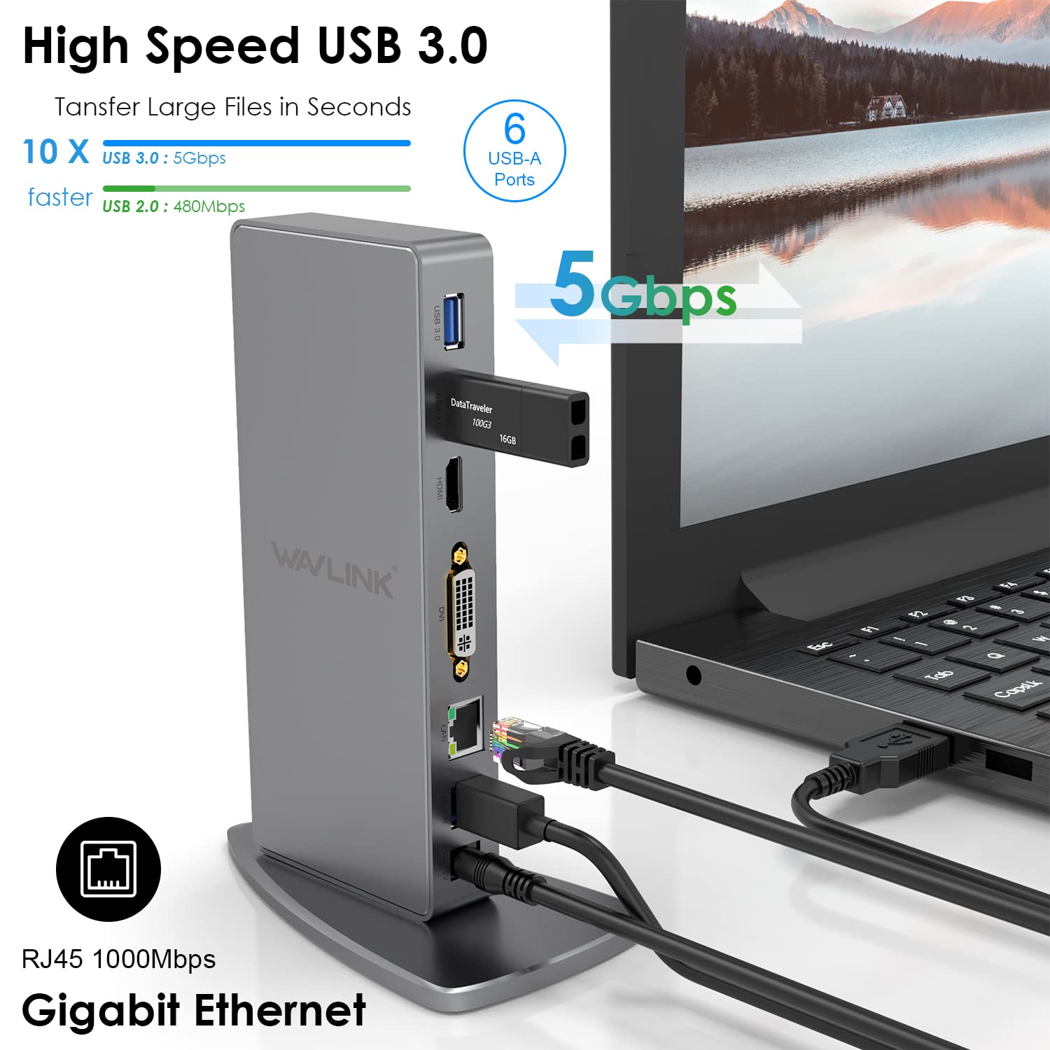 Amazon | Wavlink USB 3.0ユニバーサルドッキングステーションUSB-C縦
