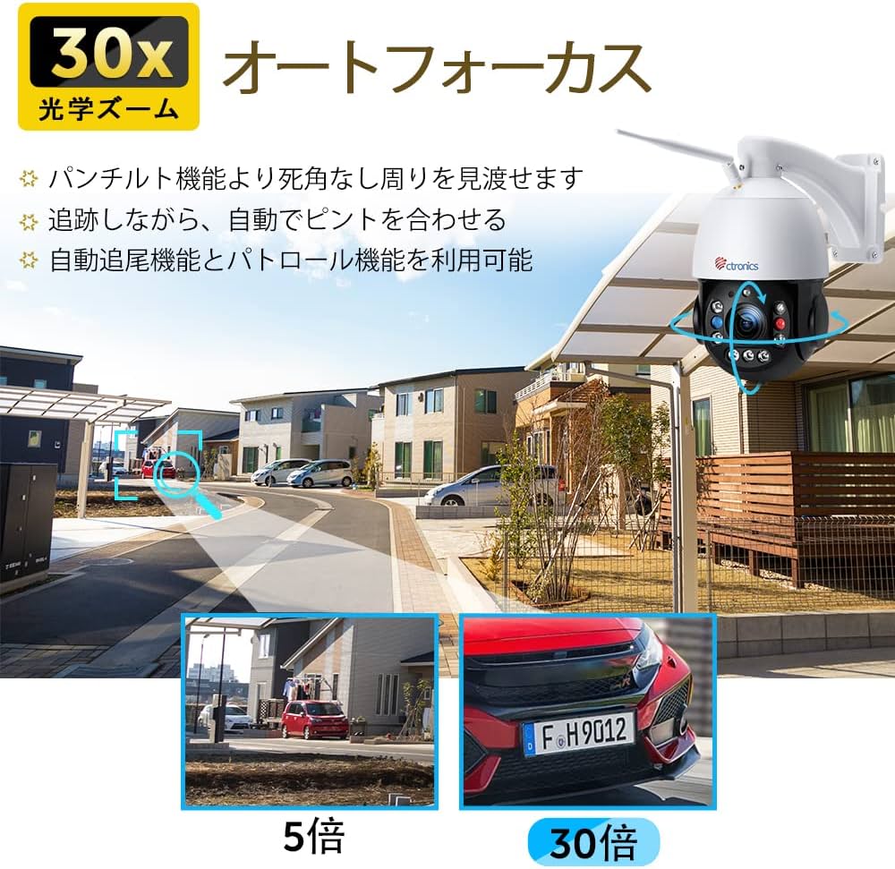 Amazon.co.jp: 【30倍光学ズーム × 150m超長距離暗視】Ctronics 3K 5MP