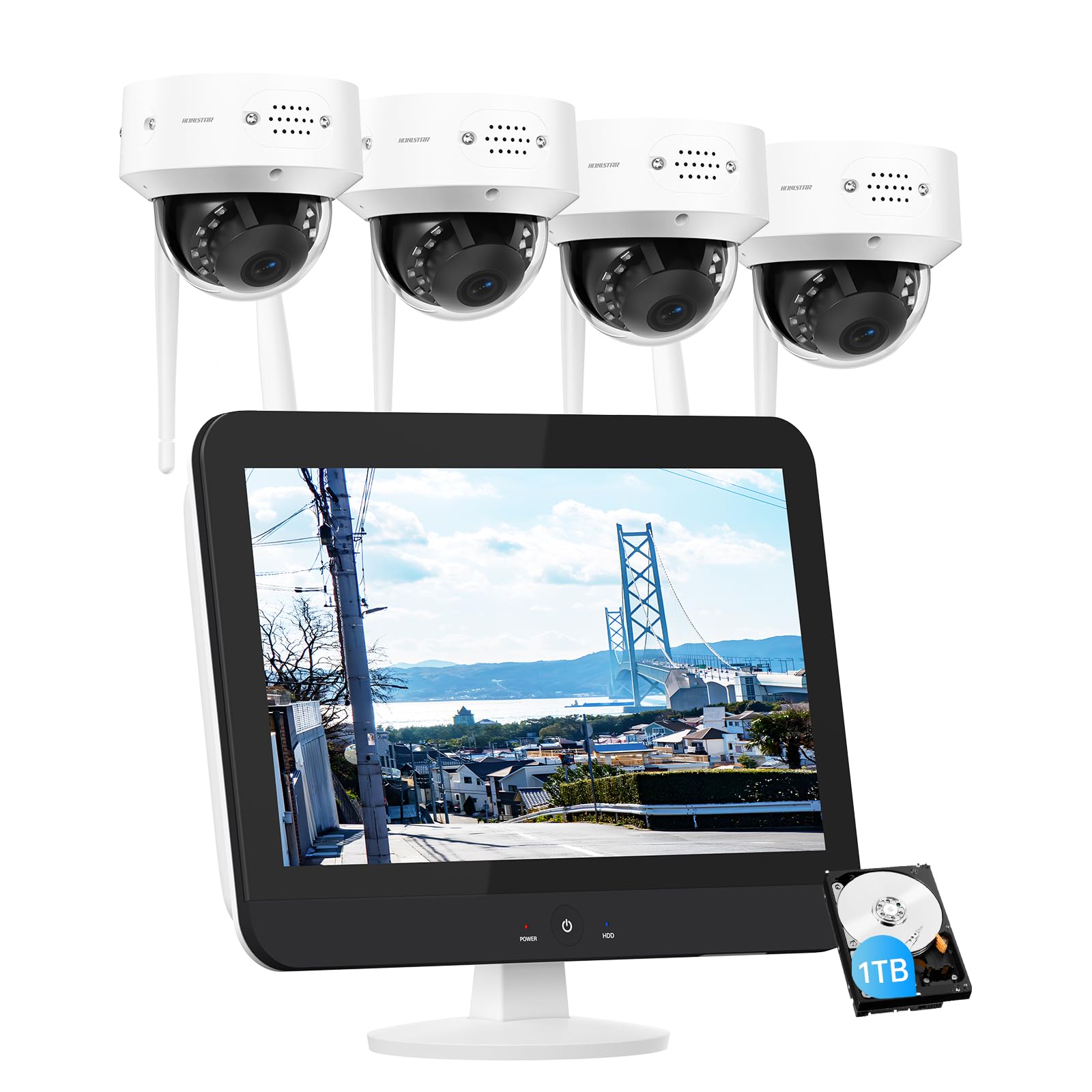 Amazon.co.jp: 防犯カメラ モニター付き 4台 500万画素 : DIY・工具