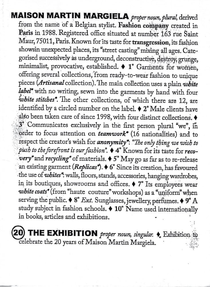 Maison Martin Margiela: 20 Years The Exhibition: various