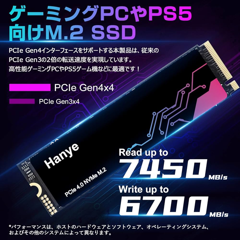 Amazon | Hanye 内蔵 SSD 2TB PCIe Gen4x4 M.2 NVMe 2280 グラフェン