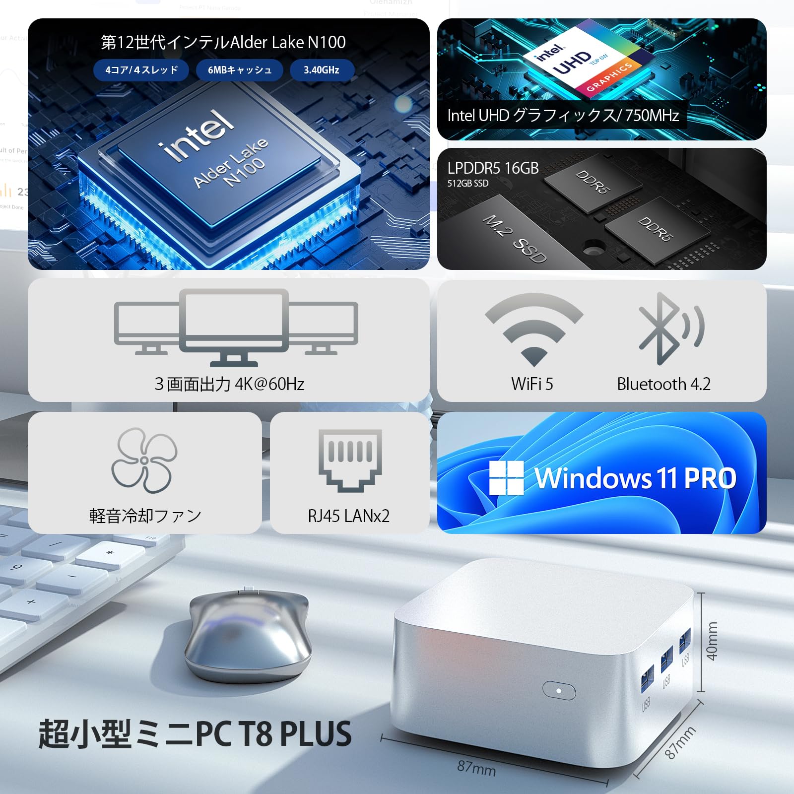 Amazon.co.jp: ミニpc 第12世代インテルAlder Lake-N100 minipc DDR5
