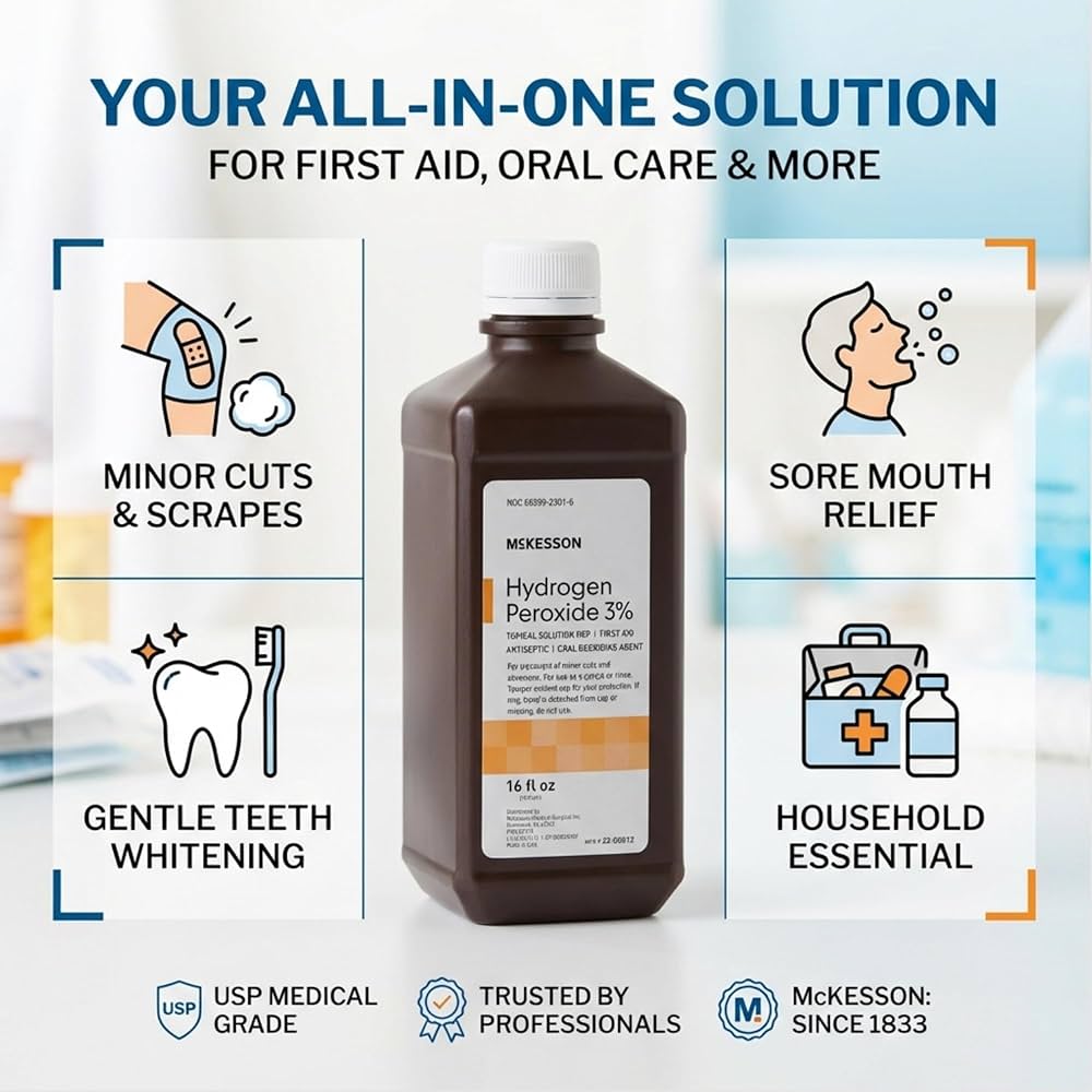 Amazon.com : McKesson Hydrogen Peroxide 3%, 16 oz [Pack of 1