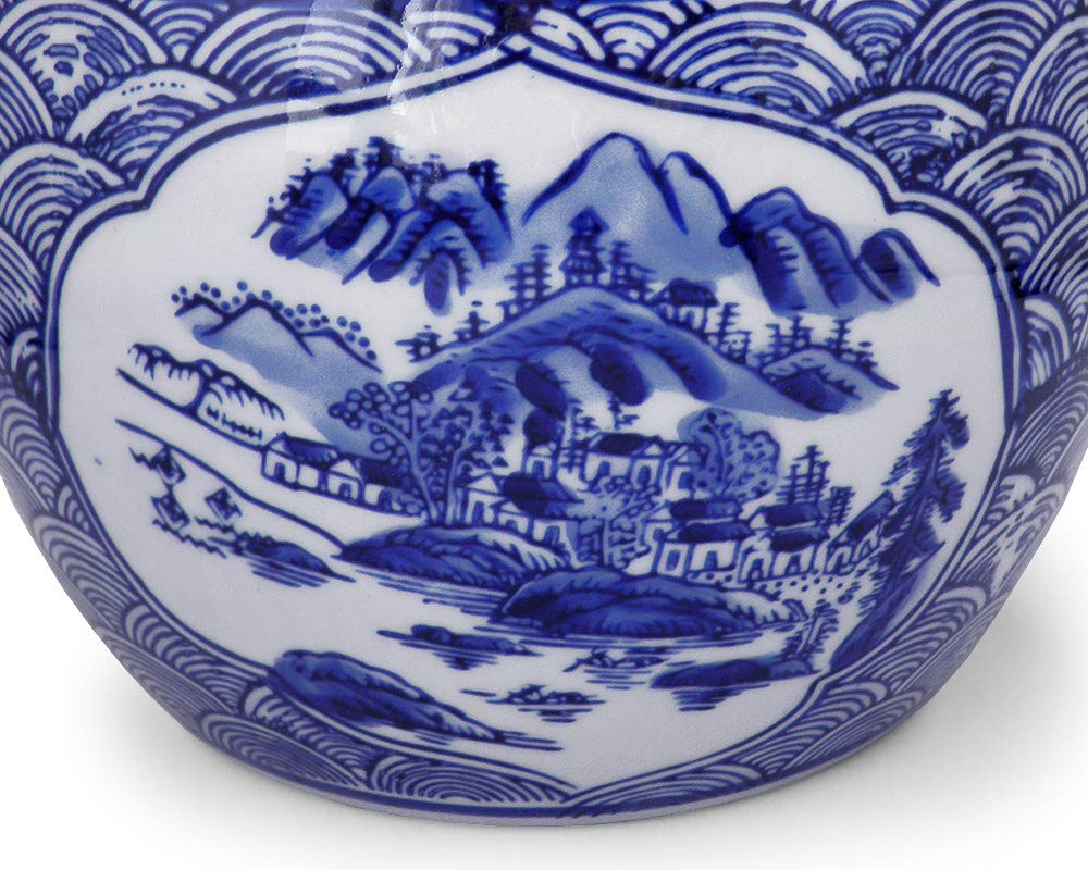 Amazon.co.jp: 火鉢 2点セット 小型 ミニ火鉢 山水 青海波 染付 陶器