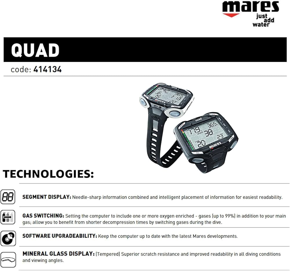 Amazon.co.jp: 【マレス】クアッド mares QUAD ダイブコンピュータ